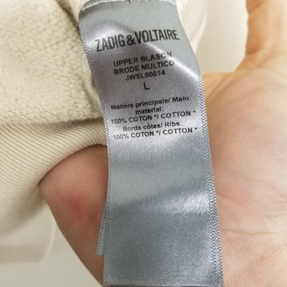 Zadig & Voltaire Art Is True Upper Blason Brode Sweatshirt Size L - Picture 9 of 10